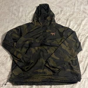 Pink by Victoria Secret Women Camo Logo Bling Pullover Windbreaker Size XS/S